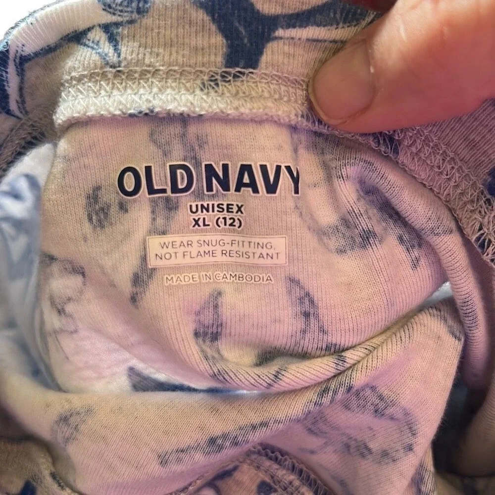 Old Navy Shark Print T-Shirt Unisex Kids XL‎ 12 Gray Blue Excellent Short Sleeve